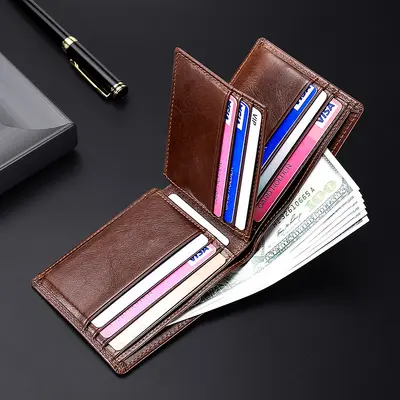 Herrenbörse aus echtem Leder mit RFID-Schutz, Vintage-Ölleder - 4