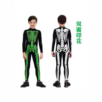Kinder-Halloween-Kostüm, leuchtender Skelett-Einteiler - 11
