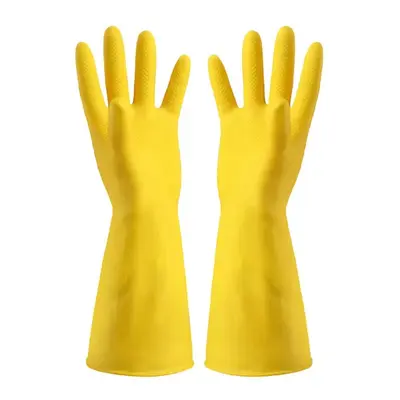 Oxford Yellow Waterproof Household Rubber Gloves, Non-Slip and Thickened