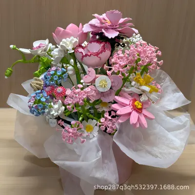 Everlasting Rose, Jasmine and Daisy Bouquet Building Block Set - 2