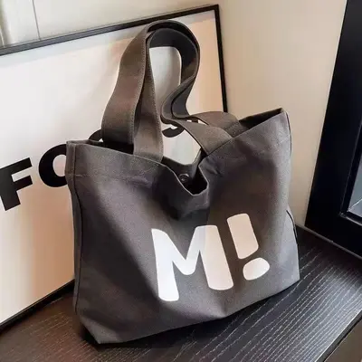 Canvas tote bag women large capacity durable supermarket shopping bag simple and versatile 2024 new shoulder bag - 11