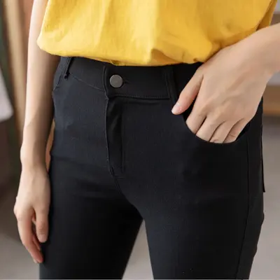Women's Black Plus Size Magic Pants, Stretch Slim Fit, Up to 200 Jin - 7