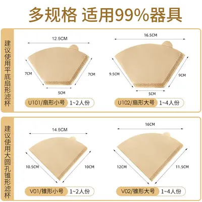V60 Coffee Filter Paper, Unbleached Wood Pulp, for 1-2-4 Cups