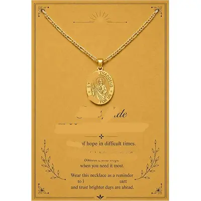 Stainless Steel Gold Medal Pendant Necklace, Unisex