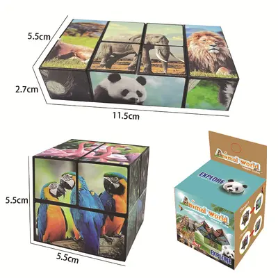 2-in-1 Infinite Magic Cube 3D Magnetic Animal World Children's Educational Toy