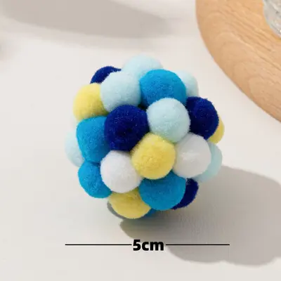 Colorful Fur Ball Cat Toy, Silicone Interactive Chase Ball - 11