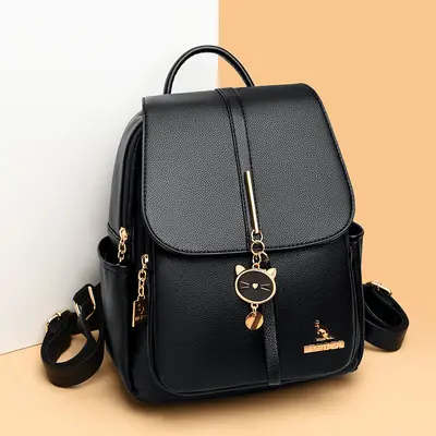 Women's Soft Leather Backpack, Large Capacity, 2026 Casual Style - 4
