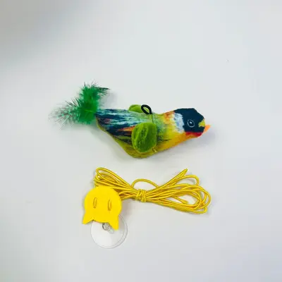 Feather Cat Wand with Realistic Chirping Bird, Durable Toy for Kittens - 8