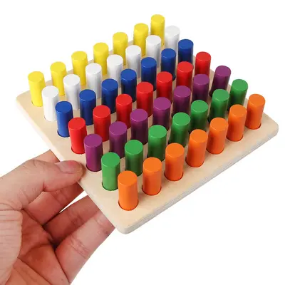 Montessori erken eğitim eğitici çocuk renk düzenlemesi el-göz koordinasyonu ince motor eğitimi duyusal entegrasyon sopa oyuncak - 6