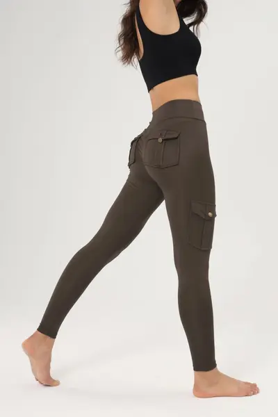 Breathable Hip-Lifting Yoga Leggings with Button Pocket, Brushed Bare-Feel Fabric - 12