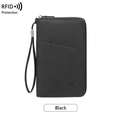 Cross-border new RFID anti-magnetic passport bag long zipper passport holder multifunctional travel ticket storage document bag - 8