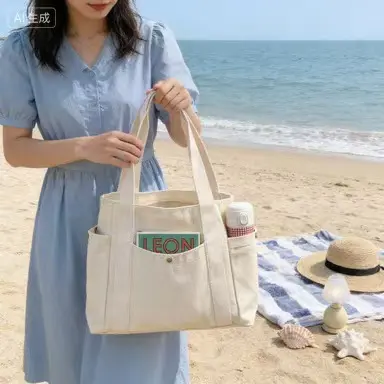 Thickened Canvas Tote Bag Large Capacity Shoulder Bag High-End Versatile Literary Student Book Commuter Bag - 2
