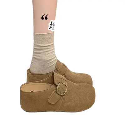 Женские туфли Birkenstock-стиля с утолщённой подошвой и подъёмом внутри, новинка осени 2026, для активного отдыха на улице, износостойкие, без шнуровки, в ретро-стиле полушлёпанцы с закрытым носком