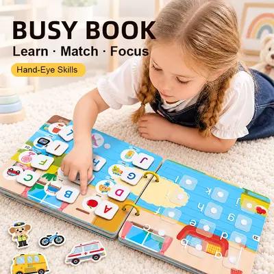 Children's Busy Book, Quiet Book with Cognitive Cards, Early Learning