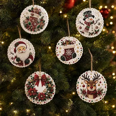 6-Piece Christmas Wooden Ornament DIY Set - 3