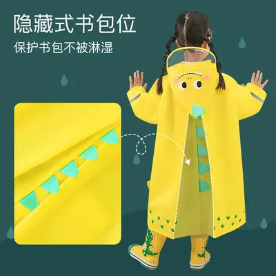 Wasserdichter breiter Kinderregenmanteljmit Cartoon 3D Rucksack, EVA verdickter reflektierender Regenmantel für Schüler.