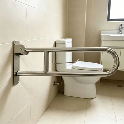 304 Stainless Steel Foldable Toilet Grab Bar, Anti-Slip