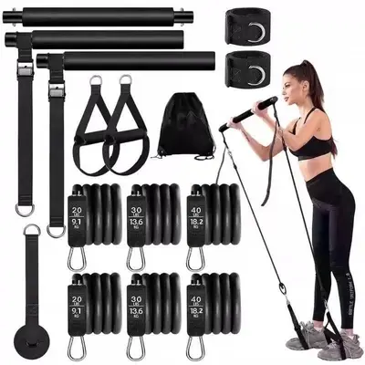 Pilates Bar Set with Resistance Band, Stretching Yoga Fitness Bar - 3