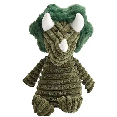 Squeaky Corduroy Unicorn Dog Toy with Triceratops Design, Chew Toy for French Bulldogs