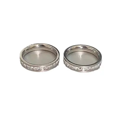 Doppelter quadratischer Diamantring-Set, minimalistisches Design - 5