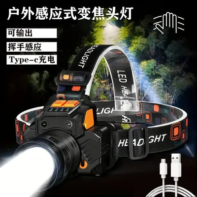 Rechargeable Waterproof LED Head Lamp with Zoom Sensor for Fishing