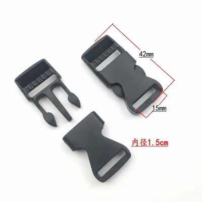 Backpack Buckle, Black Plastic Snap-In, 2.5 - 8