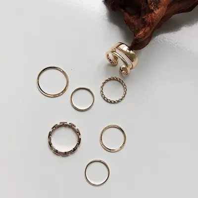 Ring set, 7-piece, pink stacking rings for women - 3