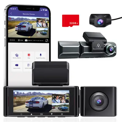 AZDOME araç kamerası üç lens 4K 1080P 1440P GPS - 7