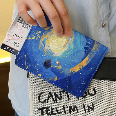 Van Gogh Yıldızlı Gökyüzü PU deri pasaport tutucu - 10