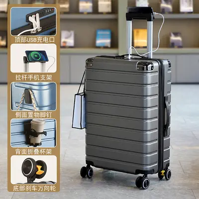 Zipper Suitcase with Combination Lock and Brake Wheels - 11