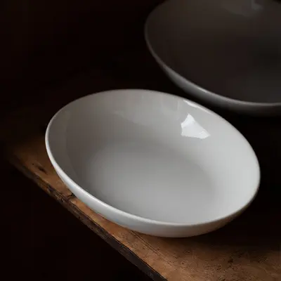 Dehua weißer Porzellan-Ovalteller 6,9 Zoll, Off-White