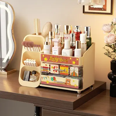 Kosmetik- und Hautpflege-Aufbewahrungsbox, Schreibtisch, großes Fassungsvermögen, Vintage- - 13