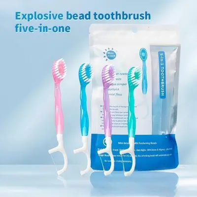 Disposable toothbrush set with soft bristles, portable travel kit