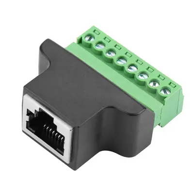 RJ45 - 8 pin yeşil terminal, lehimsiz 8P8C dişi konnektör
