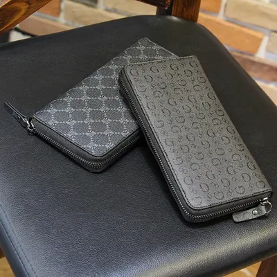 Men's Plaid Long Wallet with Card Slots - 3