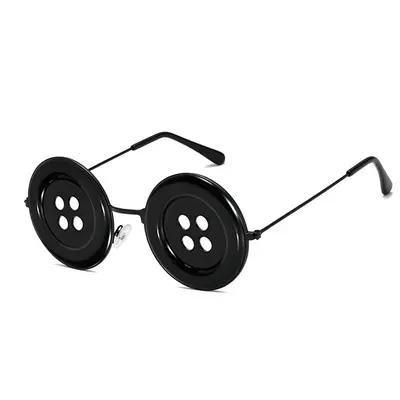 Halloween Party Glasses, Funny Button Eyes, Black Round Frame - 7