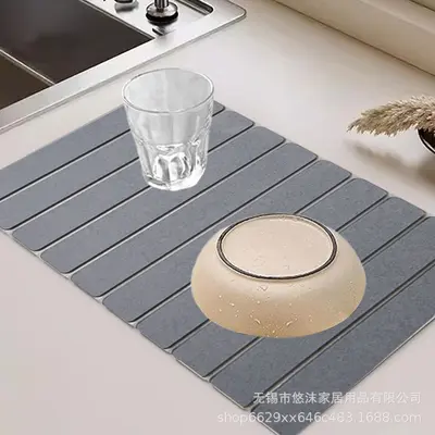 Hard Diatomite Kitchen Countertop Drain Mat Absorbent Mat Bathroom Washbasin Storage Rack Moisture-Proof Mildew-Proof Mat
