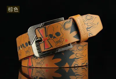 Popular cross-border pin buckle men's belt AliExpress belt European and American hip-hop skull casual pants belt manufacturer wholesale - 7