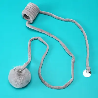 Hanging Rabbit Fur Ball Cat Toy with Retractable Elastic Rope - 7