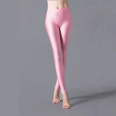 Kadın parlak süt ipek yoga taytı, slim fit, dokuz noktalı boy, büyük beden - 7