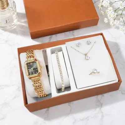 Women's fashion watch with bracelet and necklace set - 7