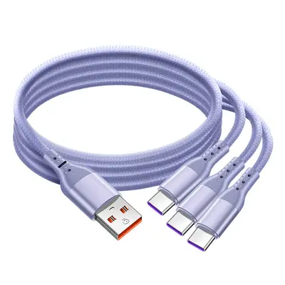 66W Süper Hızlı Şarj 3'ü 1 Arada Veri Kablosu Şarj Kablosu Bir ila Üç Üç kafalı TYPE-C Cep Telefonu Genişletilmiş Ayırıcı Kablo.