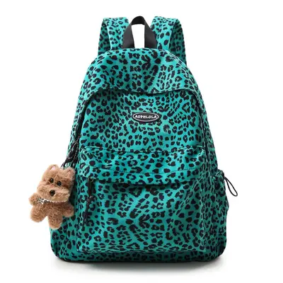 Leopard Print Large-Capacity Laptop Backpack, Korean Style School Bag - 11