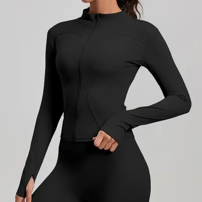 Custom Design Yoga Jacket, Fitness Top, Sample Production with Logo Option - 8