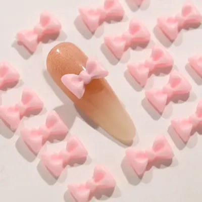 3D Resin Bow Nail Art Charm Set, Solid Colour, DIY - 8