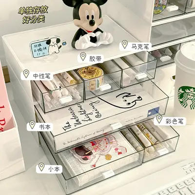 Plastic desktop storage box cosmetics stackable jewelry organizer - 3