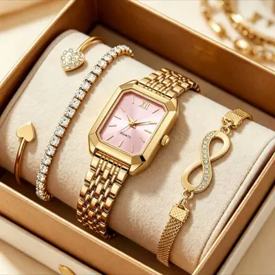 Women's Square Quartz Watch Luxury Steel Strap - 12