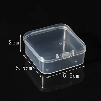 5,5 cm Kare Şeffaf Mini Boncuk Saklama Kutusu, Tırnak Süsleri için Organizer