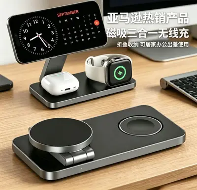 跨境新款机器狗桌面磁吸三合一无线充电器渠道贸易零售批发礼品 - 12