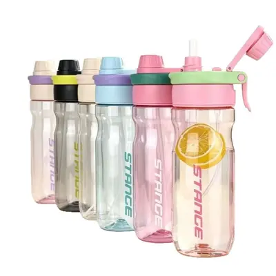 Yaz Mevsimi Yüksek Estetik Tasarımlı Outdoor Büyük Kapasiteli Taşınabilir Plastik Pipetli Su Şişesi Spor Şişesi Erkek Kadın Öğrenci Özel Tasarım - 6